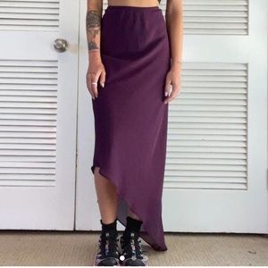 Dark purple vintage asymmetric maxi / midi skirt. Size small or medium!